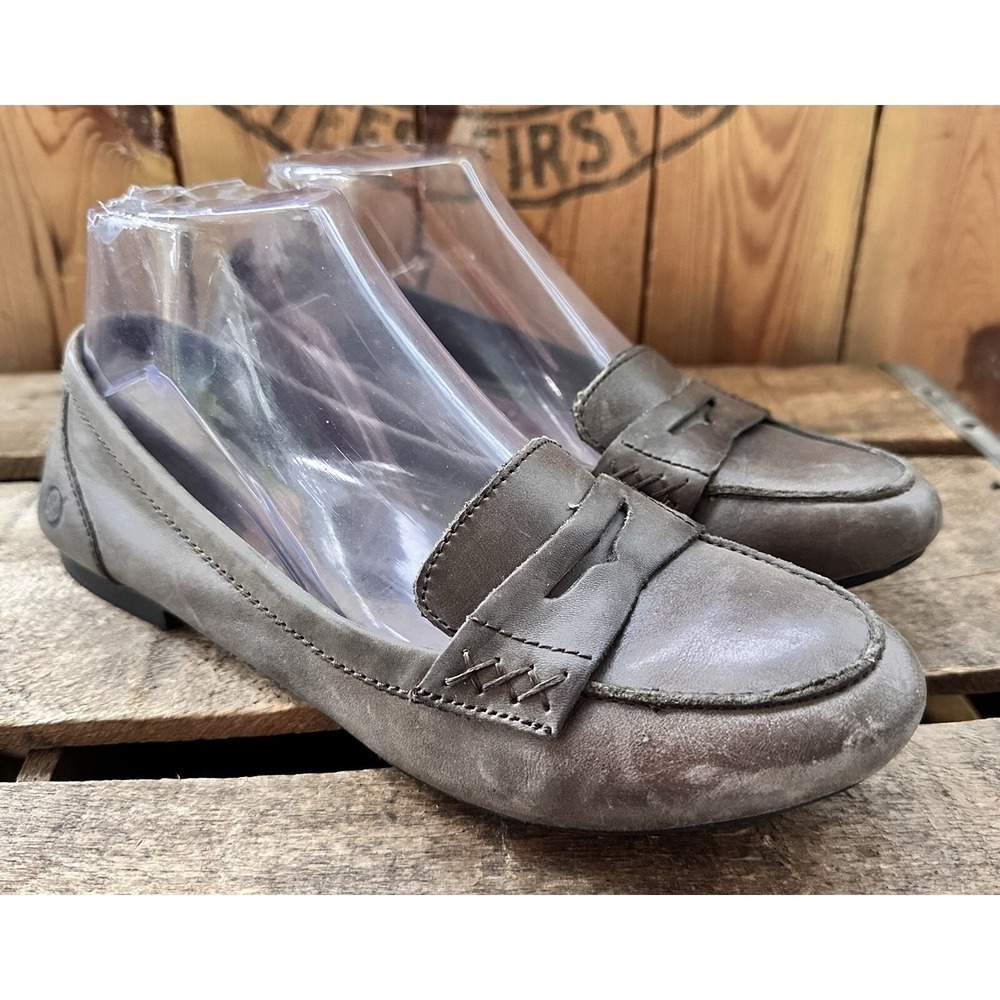 Born Penny Loafer Shoes Flats Women's 6.5M Taupe Tan Leather Comfort